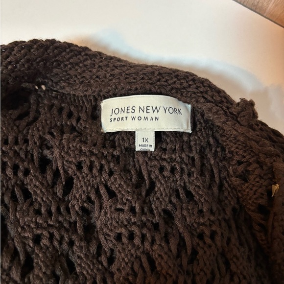 Jones New York Chocolate Knit Top Cardigan - Picture 3 of 5